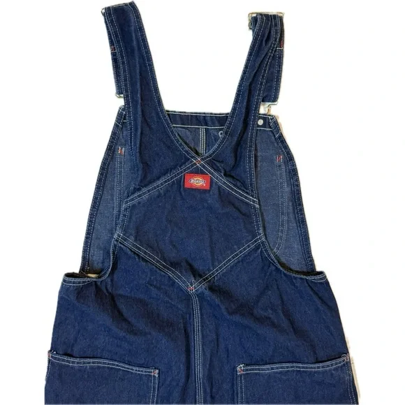 DICKIES Unisex Bib Overalls Blue Denim Workwear 30x30 Sm-Med - Picture 6 of 12